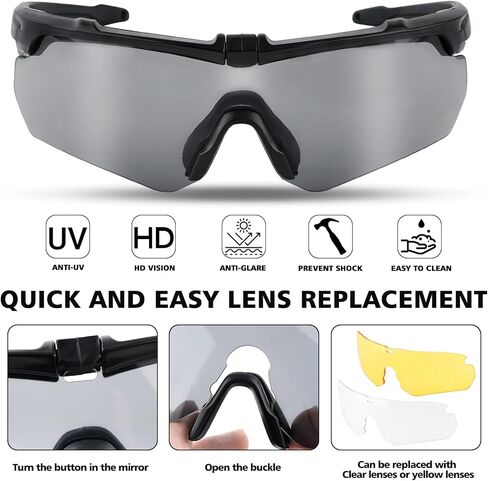 Tactical Shooting Glasses Safety Glasses Hunting Riding Interchangeable Lens in Kuwait