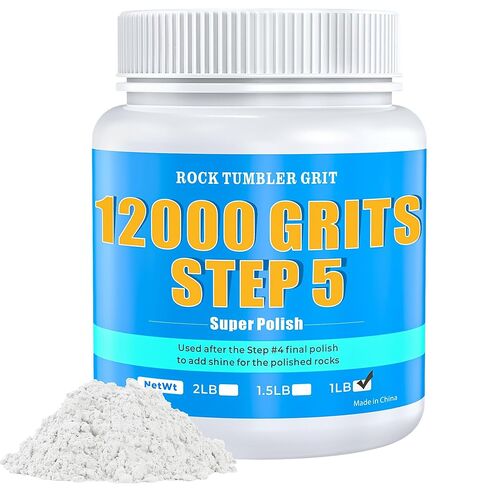 Rock Tumbler Polish – 12000 Grit Aluminum Oxide for Final Finish, Step 5 Advanced Polishing Grit for Higher Gloss, Rocks, Gems, Glass & Jewelry Making, Ultra-Fine Polish Refill, 1 lb in Kuwait