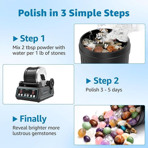 Rock Tumbler Polish – 12000 Grit Aluminum Oxide for Final Finish, Step 5 Advanced Polishing Grit for Higher Gloss, Rocks, Gems, Glass & Jewelry Making, Ultra-Fine Polish Refill, 1 lb in Kuwait