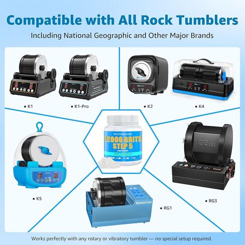 Rock Tumbler Polish – 12000 Grit Aluminum Oxide for Final Finish, Step 5 Advanced Polishing Grit for Higher Gloss, Rocks, Gems, Glass & Jewelry Making, Ultra-Fine Polish Refill, 1 lb in Kuwait