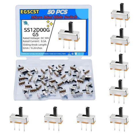 110 قطعة 9 قيم SPDT Micro Mini Slide Switch Kit 1p2t تبديل مفاتيح 2 موضع 3 دبوس صغير مصغر عمودي لوحة جبل مقبض - SS12D00 SS12F15 SS12D10 SS12F44 in Kuwait
