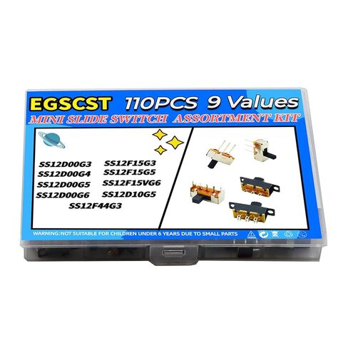 110PCS 9Values SPDT Micro Mini Slide Switch Kit 1p2t Toggle Switches 2 Position 3 Pin Small Miniature Vertical Panel Mount Knob - SS12D00 SS12F15 SS12D10 SS12F44 in Saudi Arabia