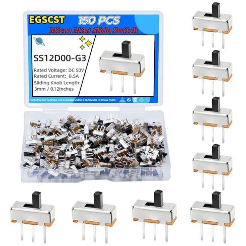 110PCS 9Values SPDT Micro Mini Slide Switch Kit 1p2t Toggle Switches 2 Position 3 Pin Small Miniature Vertical Panel Mount Knob - SS12D00 SS12F15 SS12D10 SS12F44 in Saudi Arabia