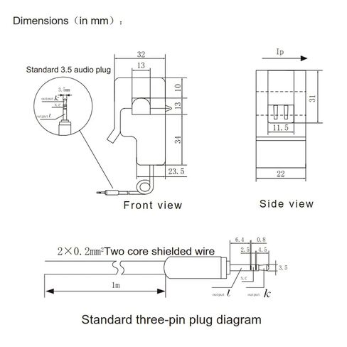 6PCS SCT-013-020 20A 1V AC Current Transformer Sensor SCT013 Non-invasive Split Core Transformer in Saudi Arabia