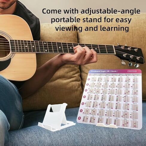 Guitar Chords Chart Pack for Guitar, Guitar Fretboard Logic - Guitar Chords, Chord Formula, Scales, Keys, Triads, Arpeggios. Music Learning Tool, Guitar Theory Cheat Sheet, 8 * 8inch 7 Cards in Kuwait