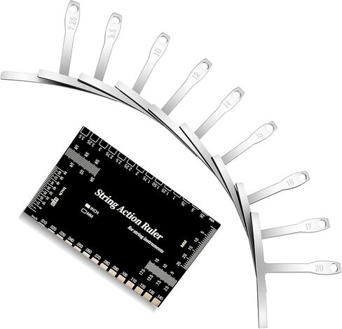 10 قطع من أدوات الجيتار Luthier تتضمن 9 قطع من مقياس نصف قطر الجيتار ومسطرة قياس ارتفاع سلسلة واحدة، مجموعة أدوات إعداد القياس لباس الجيتار in Kuwait