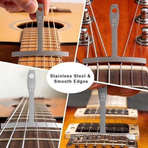 10 قطع من أدوات الجيتار Luthier تتضمن 9 قطع من مقياس نصف قطر الجيتار ومسطرة قياس ارتفاع سلسلة واحدة، مجموعة أدوات إعداد القياس لباس الجيتار in Kuwait