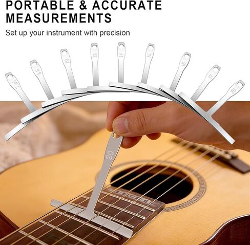 10 قطع من أدوات الجيتار Luthier تتضمن 9 قطع من مقياس نصف قطر الجيتار ومسطرة قياس ارتفاع سلسلة واحدة، مجموعة أدوات إعداد القياس لباس الجيتار in Kuwait