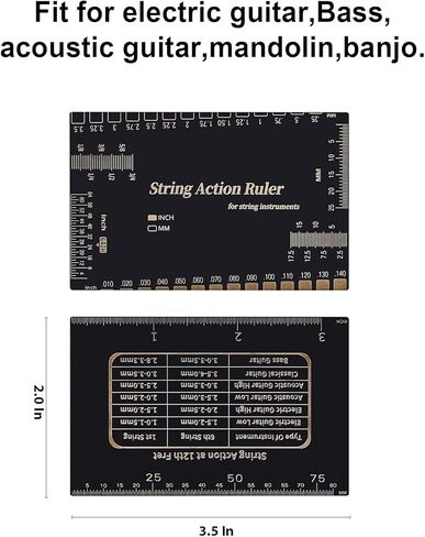 10 قطع من أدوات الجيتار Luthier تتضمن 9 قطع من مقياس نصف قطر الجيتار ومسطرة قياس ارتفاع سلسلة واحدة، مجموعة أدوات إعداد القياس لباس الجيتار in Kuwait