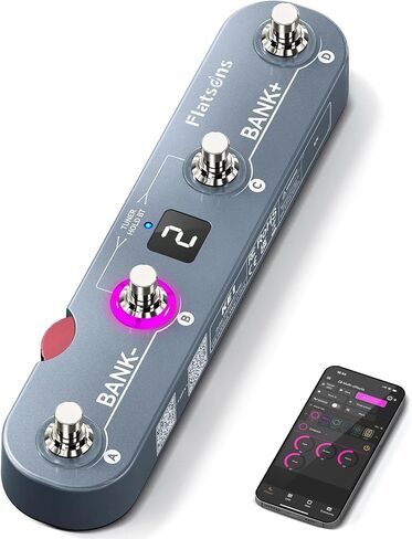 دواسة جيتار KE1 لأجهزة Android/IOS، دواسة تأثيرات متعددة مع 61 مؤثرًا، 20 AMP/CAB، 36 فتحة محددة مسبقًا، محمل IR/AMX، استرجاع سجل OTG USB-C، دواسة ترددية لتأخير موالف لاسلكي قابل لإعادة الشحن in Kuwait