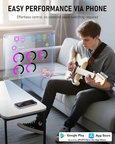 دواسة جيتار KE1 لأجهزة Android/IOS، دواسة تأثيرات متعددة مع 61 مؤثرًا، 20 AMP/CAB، 36 فتحة محددة مسبقًا، محمل IR/AMX، استرجاع سجل OTG USB-C، دواسة ترددية لتأخير موالف لاسلكي قابل لإعادة الشحن in Kuwait