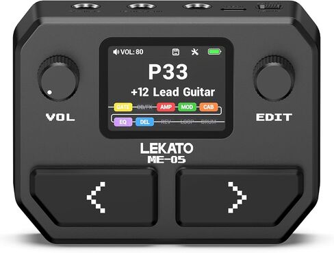 LEKATO Multi Effects Guitar Pedal, with 125 Effects 30 Amp Models & 30 Cab Sims, 40s Looper, Drum Rhythms, Support NAM/IR, USB Audio Interface OTG Function Rechargeable Guitar Effects Pedal (Black) in Saudi Arabia