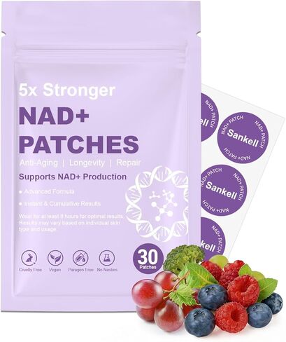 NAD+ Lifestyle Patches for Women & Men, Plant-Based Formula, Vegan, 30 Count in Kuwait