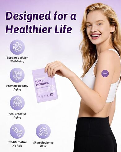 NAD+ Lifestyle Patches for Women & Men, Plant-Based Formula, Vegan, 30 Count in Kuwait