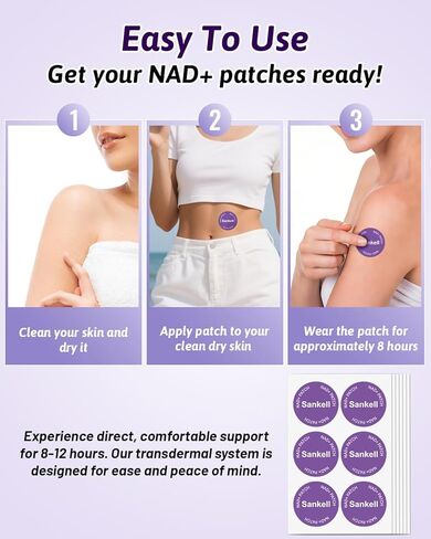 NAD+ Lifestyle Patches for Women & Men, Plant-Based Formula, Vegan, 30 Count in Kuwait