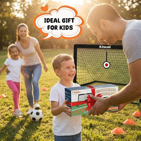 Soccer Goal, Kids Soccer Goals for Backyard Set of 2, 4 x 3ft Soccer Net Training Equipment, Pop Up Toddler Soccer Goal for Outdoor Indoor Sports Games with Soccer Ball, Ladder, Cones, Targets in Saudi Arabia