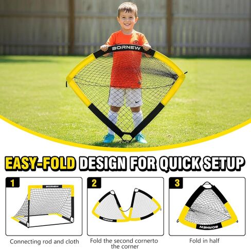 Kid Soccer Goal and Soccer Ball Targets Set - Backyard & Indoor Soccer Goal for Kids, 4X3 ft Portable Pop Up Soccer Net with Soccer Targets, Cones, Soccer Training Equipment for Ages 3-16 Year Gift in Kuwait