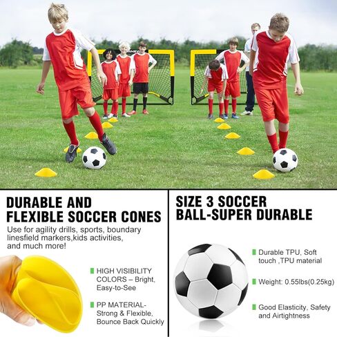Kid Soccer Goal and Soccer Ball Targets Set - Backyard & Indoor Soccer Goal for Kids, 4X3 ft Portable Pop Up Soccer Net with Soccer Targets, Cones, Soccer Training Equipment for Ages 3-16 Year Gift in Kuwait