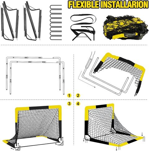 Kid Soccer Goal and Soccer Ball Targets Set - Backyard & Indoor Soccer Goal for Kids, 4X3 ft Portable Pop Up Soccer Net with Soccer Targets, Cones, Soccer Training Equipment for Ages 3-16 Year Gift in Kuwait