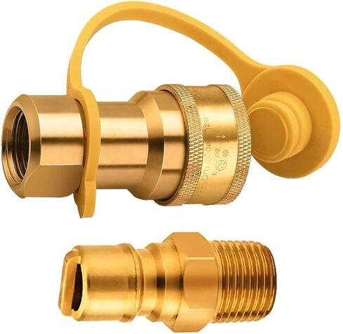 3/8 Inch Natural Gas Quick Connect Fittings, Brass Quick Disconnect Plug with Female and Male Pipe Thread, Two-Way Connection in Kuwait