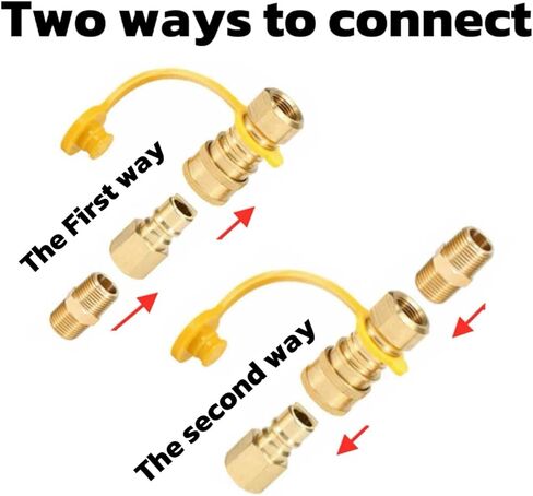 3/8 Inch Natural Gas Quick Connect Fittings, Brass Quick Disconnect Plug with Female and Male Pipe Thread, Two-Way Connection in Kuwait