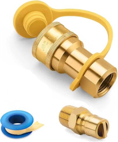 3/8 Inch Natural Gas Quick Connect Fittings, Brass Quick Disconnect Plug with Female and Male Pipe Thread, Two-Way Connection in Kuwait