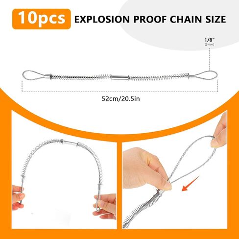 10 قطع من خرطوم السوط، كابلات فحص السوط الآمنة 1/8 بوصة × 20 بوصة للخراطيم الهيدروليكية والصناعية وخراطيم الضغط، وقيود إيقاف السوط لخراطيم قطر 1/2 بوصة - 1-1/4 بوصة in Kuwait