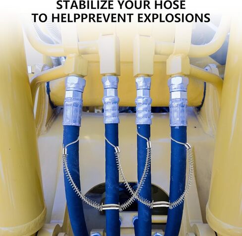 10 قطع من خرطوم السوط، كابلات فحص السوط الآمنة 1/8 بوصة × 20 بوصة للخراطيم الهيدروليكية والصناعية وخراطيم الضغط، وقيود إيقاف السوط لخراطيم قطر 1/2 بوصة - 1-1/4 بوصة in Kuwait