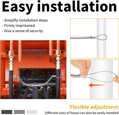 10 قطع من خرطوم السوط، كابلات فحص السوط الآمنة 1/8 بوصة × 20 بوصة للخراطيم الهيدروليكية والصناعية وخراطيم الضغط، وقيود إيقاف السوط لخراطيم قطر 1/2 بوصة - 1-1/4 بوصة in Kuwait