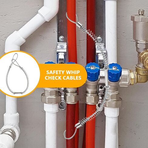 10 قطع من خرطوم السوط، كابلات فحص السوط الآمنة 1/8 بوصة × 20 بوصة للخراطيم الهيدروليكية والصناعية وخراطيم الضغط، وقيود إيقاف السوط لخراطيم قطر 1/2 بوصة - 1-1/4 بوصة in Kuwait