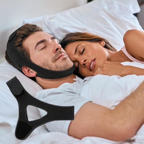 Snoring Chin Strap Comfortable Universal Snoring Devices Adjustable Effective Stop Snoring Sleep Snore Reducing Aid for Women and Men (Black) in Kuwait