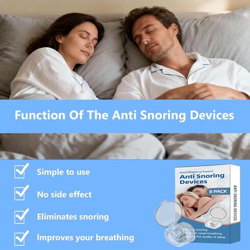 Anti Snoring Devices(8 Pack),Silicone Magnetic Stop Snoring Solution,Anti Snoring Nose Clip,Effective to Relieve Snoring,Snoring Devices for Men and Women,Clear in Kuwait