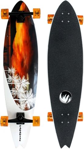 Paradise Longboard Swallow Tail Complete Cruiser Skateboard, Sunset, 9.5" x 39.5" in Saudi Arabia