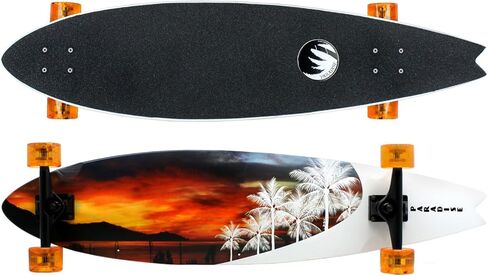 Paradise Longboard Swallow Tail Complete Cruiser Skateboard, Sunset, 9.5" x 39.5" in Saudi Arabia