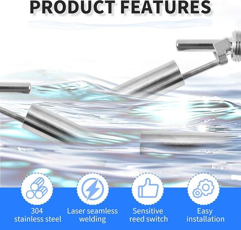 Stainless Steel Float Switch Water Level Sensor Side Mounted Water Level Controller Sensor Switch G1/2 for Smart Toilet Solar Tank Pool Pump Liquid Control Length 115mm Silver in Saudi Arabia