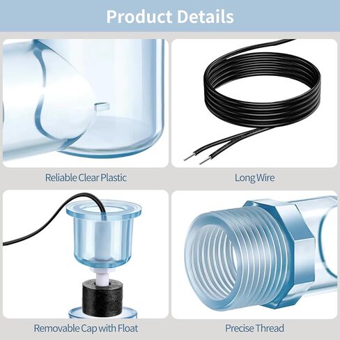 6 PCS SS2 AC Float Switches, L Shape AC Float Switch with 3/4 in Adapter and 6 ft Wire, Water Level Sensor Switch for AC Drain Line and Condensate Overflow Detection in Kuwait