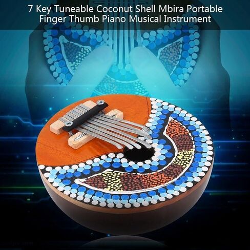 Thumb Piano, 7 Key Coconut Shell Portable Thumb Piano Tuneable Kalimba Mbira African Finger Musical Instrument for Children AdultThumb piano Kalimba in Saudi Arabia