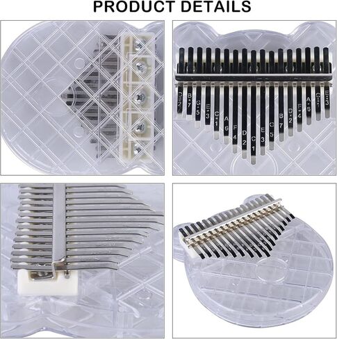 Mini Thumb Piano - Mini Portable Crystal Clear Acrylic Thumb Piano for Kalimba with Tune Hammer, Professional Finger Piano Musical Instrument Performance, Finger Piano Gift for Kids Adults Beginner in Kuwait