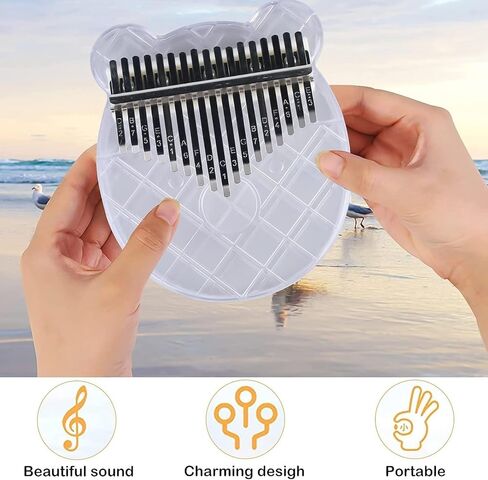 Mini Thumb Piano - Mini Portable Crystal Clear Acrylic Thumb Piano for Kalimba with Tune Hammer, Professional Finger Piano Musical Instrument Performance, Finger Piano Gift for Kids Adults Beginner in Kuwait