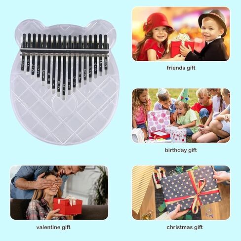 Mini Thumb Piano - Mini Portable Crystal Clear Acrylic Thumb Piano for Kalimba with Tune Hammer, Professional Finger Piano Musical Instrument Performance, Finger Piano Gift for Kids Adults Beginner in Kuwait
