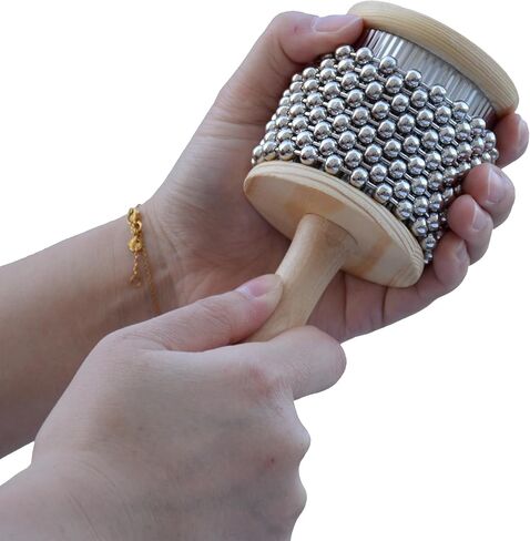 Wooden Cabasa Percussion Instrument with Metal Beaded Chain, Hand Shaker for Band Music Education, 3.5 Inch (4.5inch) in Saudi Arabia