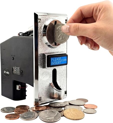 Sintron ST-001 Advanced 8-Channel Coin Acceptor Validator - Programmable Multi-Coin Selector for Automation Systems, Vending, Massage Chairs, Arcade & DIY - Works with Arduino (Pulse/Serial) in Kuwait