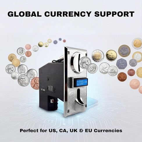 Sintron ST-001 Advanced 8-Channel Coin Acceptor Validator - Programmable Multi-Coin Selector for Automation Systems, Vending, Massage Chairs, Arcade & DIY - Works with Arduino (Pulse/Serial) in Kuwait