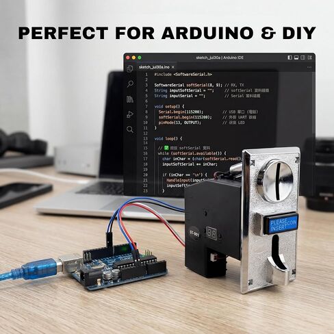 Sintron ST-001 Advanced 8-Channel Coin Acceptor Validator - Programmable Multi-Coin Selector for Automation Systems, Vending, Massage Chairs, Arcade & DIY - Works with Arduino (Pulse/Serial) in Kuwait