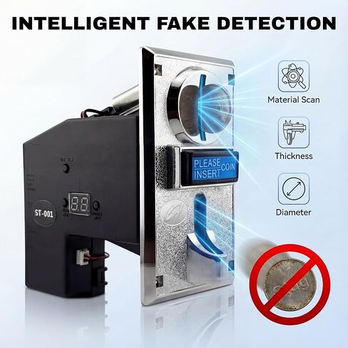 Sintron ST-001 Advanced 8-Channel Coin Acceptor Validator - Programmable Multi-Coin Selector for Automation Systems, Vending, Massage Chairs, Arcade & DIY - Works with Arduino (Pulse/Serial) in Kuwait