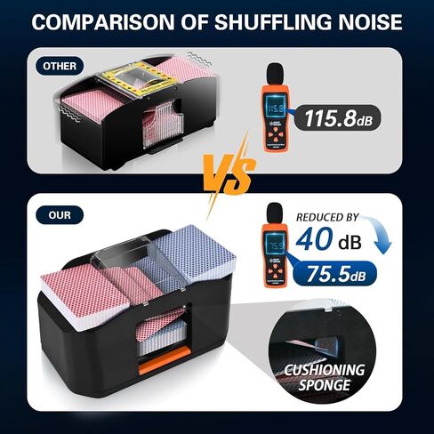 Nileole Quiet & Rechargeable 2 Decks Card Shuffler, Automatic 2000 mAh Quiet Electric Shuffler, Playing Cards, Texas Hold'em, Poker, Home Card Games, Blackjack (Deep Black) in Saudi Arabia