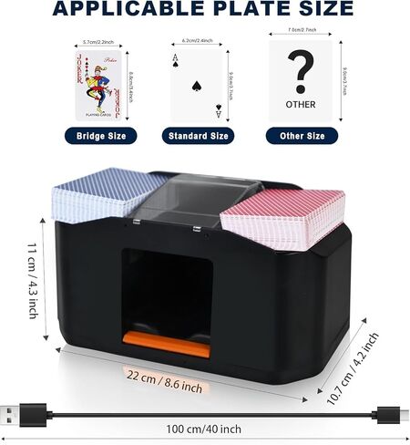 Nileole Quiet & Rechargeable 2 Decks Card Shuffler, Automatic 2000 mAh Quiet Electric Shuffler, Playing Cards, Texas Hold'em, Poker, Home Card Games, Blackjack (Deep Black) in Saudi Arabia