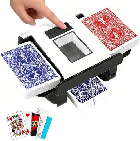 Automatic Rechargeable Card Shuffler Machine for 1-2 Decks, Low Noise Dual Mode Electric Card shuffler for UNO, Texas Hold’em, Blackjack, Skip-Bo, Phase 10 in Kuwait