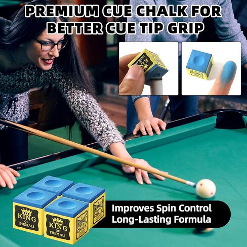 Pool Cue Bridge Head Kit with 2 Billiard Gloves & 4 Cue Chalks – Complete Billiards Accessory Set for Pool Tables, Smooth Stroke Gloves, Premium Cues Chalk, Universal Bridge Head for Precise Shots in Saudi Arabia