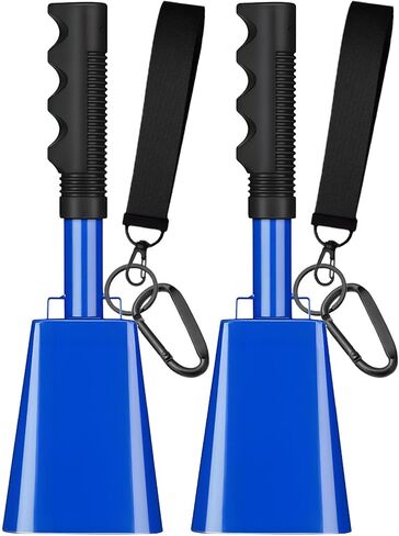 Cow Bells for Sporting Events Cowbell with Handle Wrist Strap 2 Pack 10 Inch Hand Percussion Cowbells Cheering Noise Makers Cow Bell for Football Games Graduation Farm Call Bell - Blue in Saudi Arabia